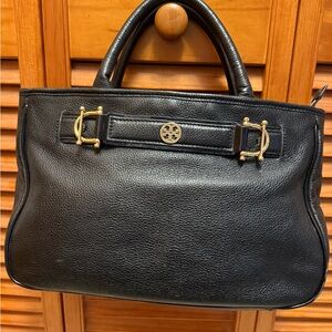 Tory Burch Black Satchel with Gold Accents